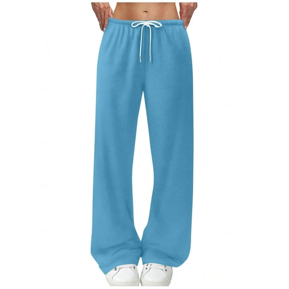 PUMISAS Wide-Leg Pants For Womens Sweatpants Elastic Waist Athletic Joggers Pants With Drawstring Casual Trousers