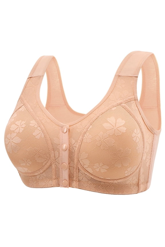 Wirefree Bras For Women Push-Up Front Closure Bra With Button Top Everyday Comfortable No Underwire Supportive Bras