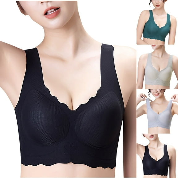 PUMISAS Wirefree Bras For Women Solid Color Push-Up Top With Pads Everyday Comfortable Gathered And Adjusted Bras