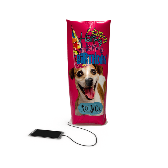 PUMP UP YOUR GREETINGS! 24in Birthday Dog Pop Up Greeting Card Balloon - Android Powered