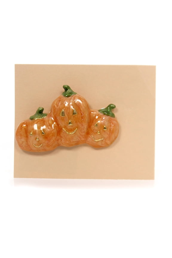 PUMPKIN FAMILY BROOCH PIN Metal Halloween Ta9016
