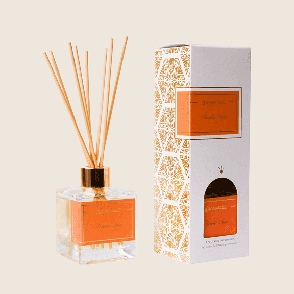 PUMPKIN SPICE Aromatique 2025 Holiday 5oz Reed Diffuser Gift Set