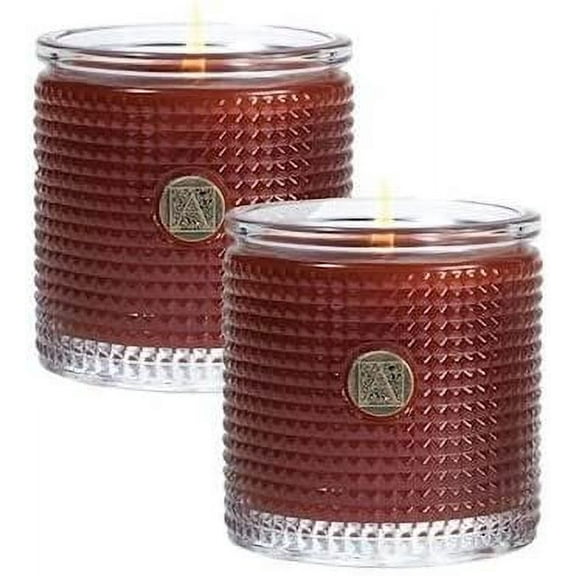 Aromatique Pumpkin Spice Set of 2 Textured Glass Scented Jar Candle