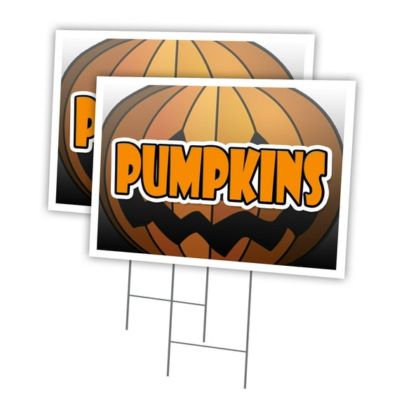 PUMPKINS 2 Pack Of 18" x 24" Yard Sign & Stake | Advertise Your Business | Stake Included Image On Front Only | Made in The USA