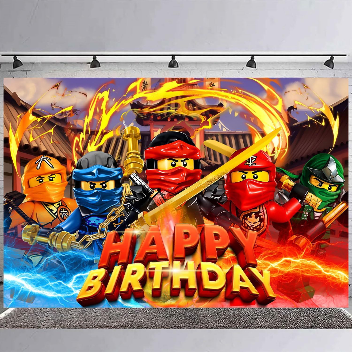 PUMPUMP Ninjago Birthday Decorations Ninjago Backdrop Happy Birthday Banner Background Wall Decorations for Kids Ninjago Party Supplies 5x3ft Walmart