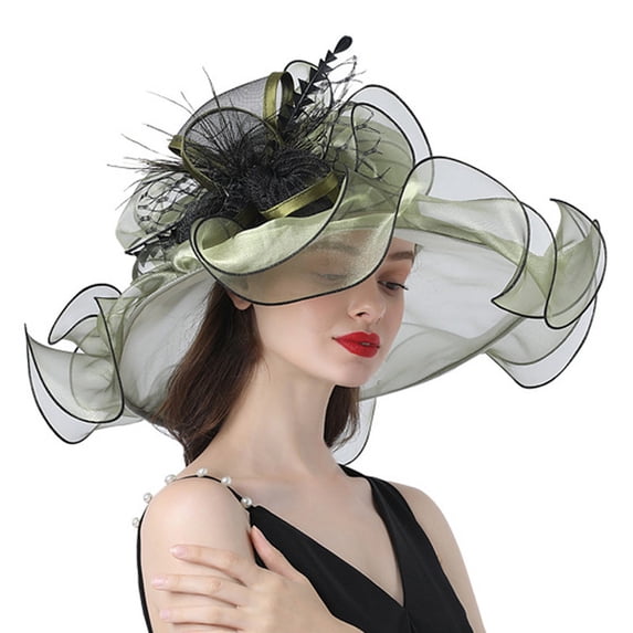 PUMXQ Church Hats for Women Horse Racing Hats Women's Dress Hats Derby Fascinator Ladies Derby Hats Church Wedding Hats Classic Hats for Women Feathered Derby Hats Women Church Hat Green One Size