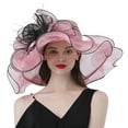 thumbnail image 1 of PUMXQ Derby Hats for Women Church Wedding Hats Classy Derby Hats Organza Sun Visor Cap Ladies Derby Hats Cocktail Tea Party Hat Women's Dress Hats Horse Racing Hats Wide Brim Hat Pink One Size, 1 of 3
