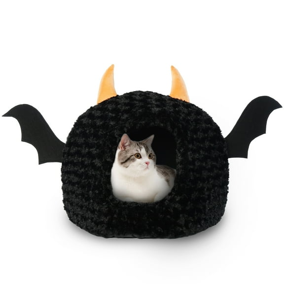PUMYPOREITY Cat Bed Cave, Indoor Dog Cat House, Warm Dog Bed Cat Cave House with Removable Cushion, Halloween Pet Bed for Cats & Dogs