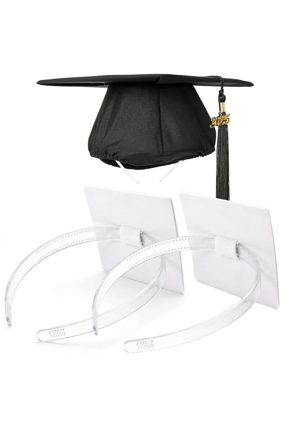 PUNCHMAN Graduation Cap Headband Insert- Black 1 Pack Firm Anti-fall Hair Band,Graduation Hat Headband Holder for Secure Grad Cap And Hairstyle,Hat Accessories for Graduates,Students,Girls