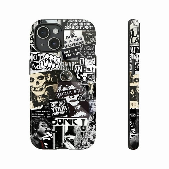 PUNK ROCK REBEL PHONE CASE WITH EDGY GRAPHIC PRINT - COMPATIBLE WITH IPHONE 11/12/13/14/15/16 (PRO MAX/PLUS) FOR TEENS & YOUNG ADULTS