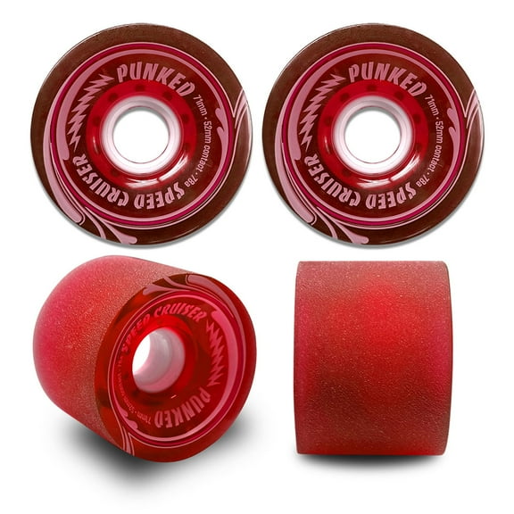 PUNKED Speed Cruiser Speed Cruiser 70mm Longboard Wheels - Gel Red