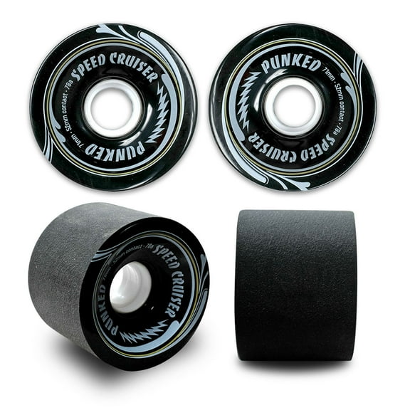 PUNKED Speed Cruiser Speed Cruiser 70mm Longboard Wheels - Solid Black