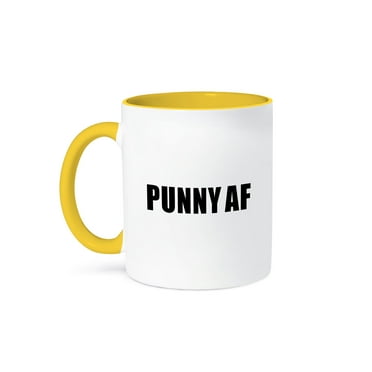 3dRose, PUNNY AF, 11oz Two-Tone Yellow Mug