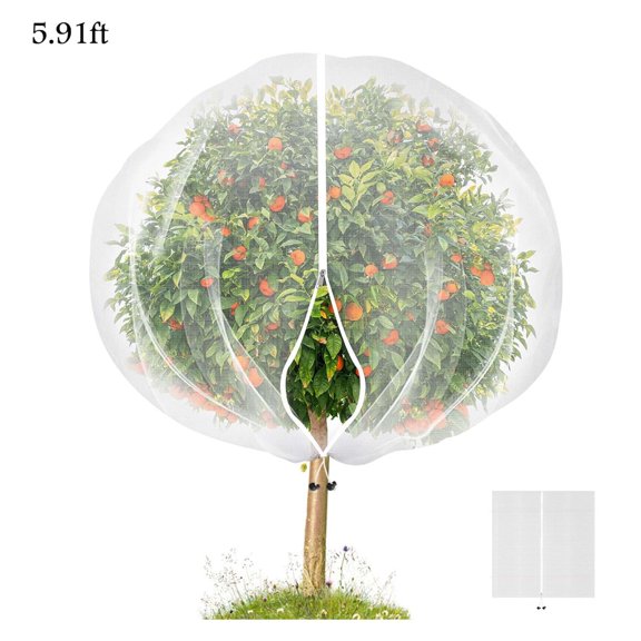 PUOOKK 5.9ftx5.9ft Large Fruit Tree Netting Bags Bird Netting for Garden Protection with Zipper and Drawstring, Garden Netting from Squirrels and Birds Other Animals for Cherry Apple Tree