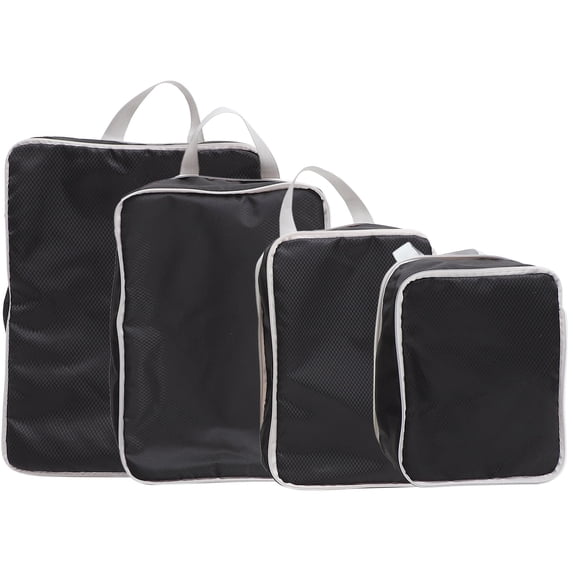 PUOOKK Black Polyester Travel Packing Cubes Set, 4-Piece Luggage ...