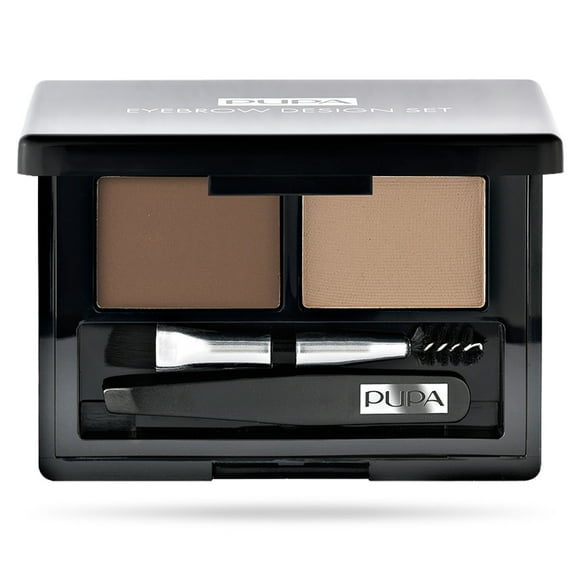 PUPA Milano Eyebrow Kit, Brush On Brow Color Powder and Wax, Blonde