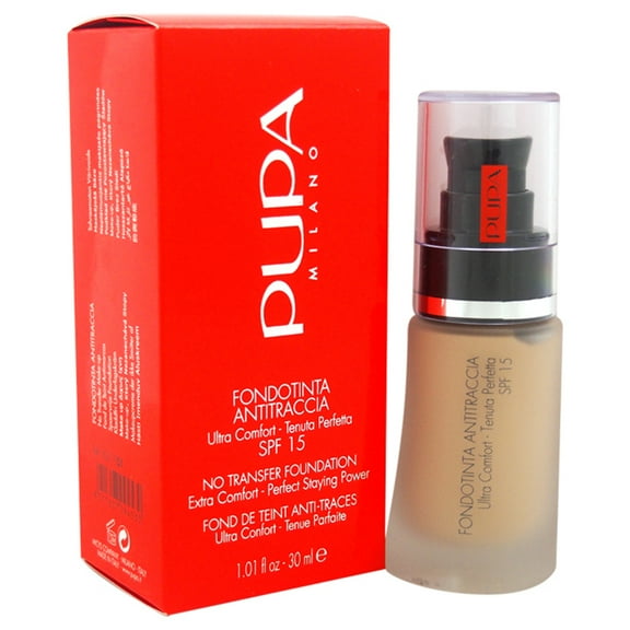 PUPA Milano No Transfer Liquid Foundation SPF 15, 01 Nude, 1.01 oz
