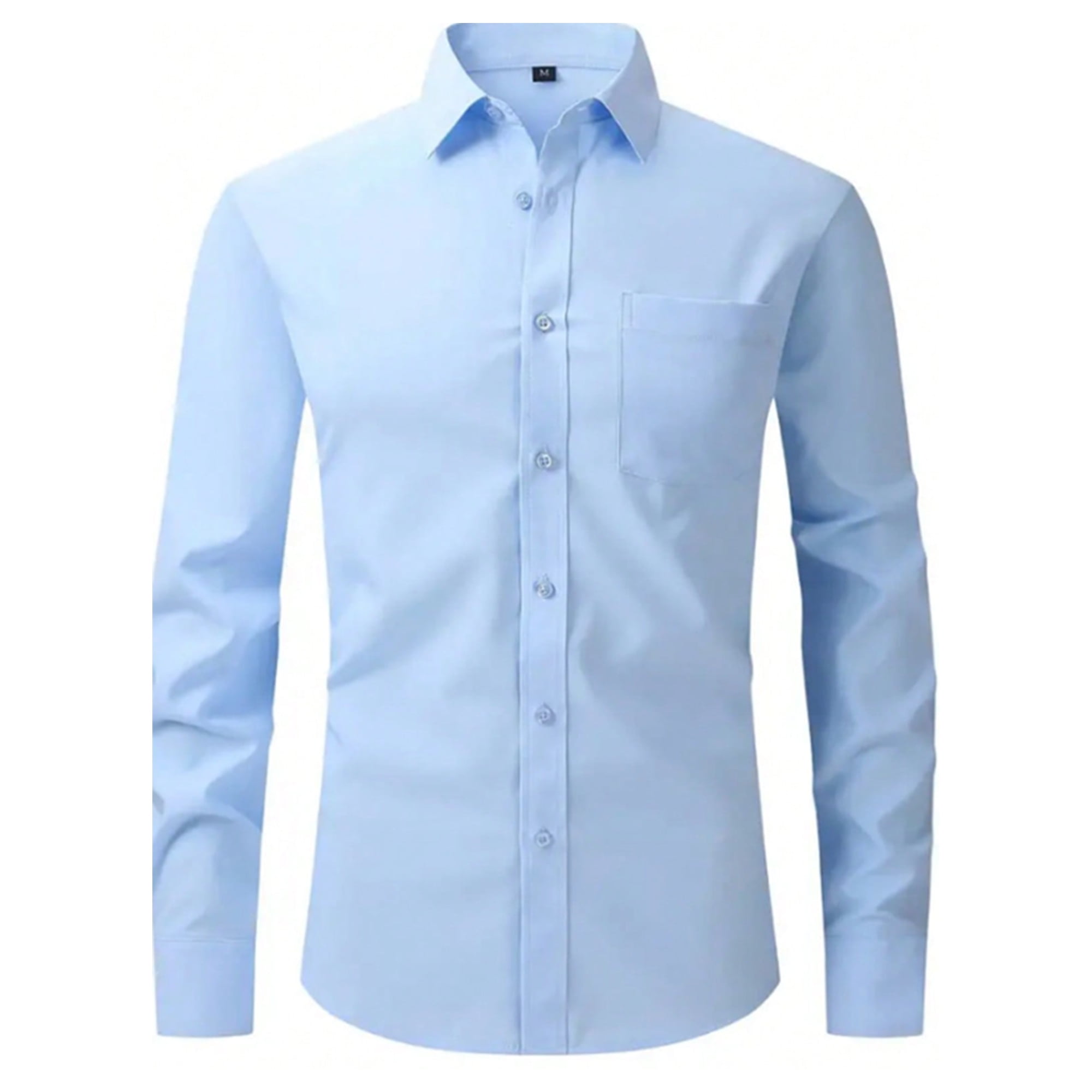 PUPIU Mens Dress Shirts Long Sleeve Formal Shirt Button up Business Lapel Light  Blue M - Walmart.com