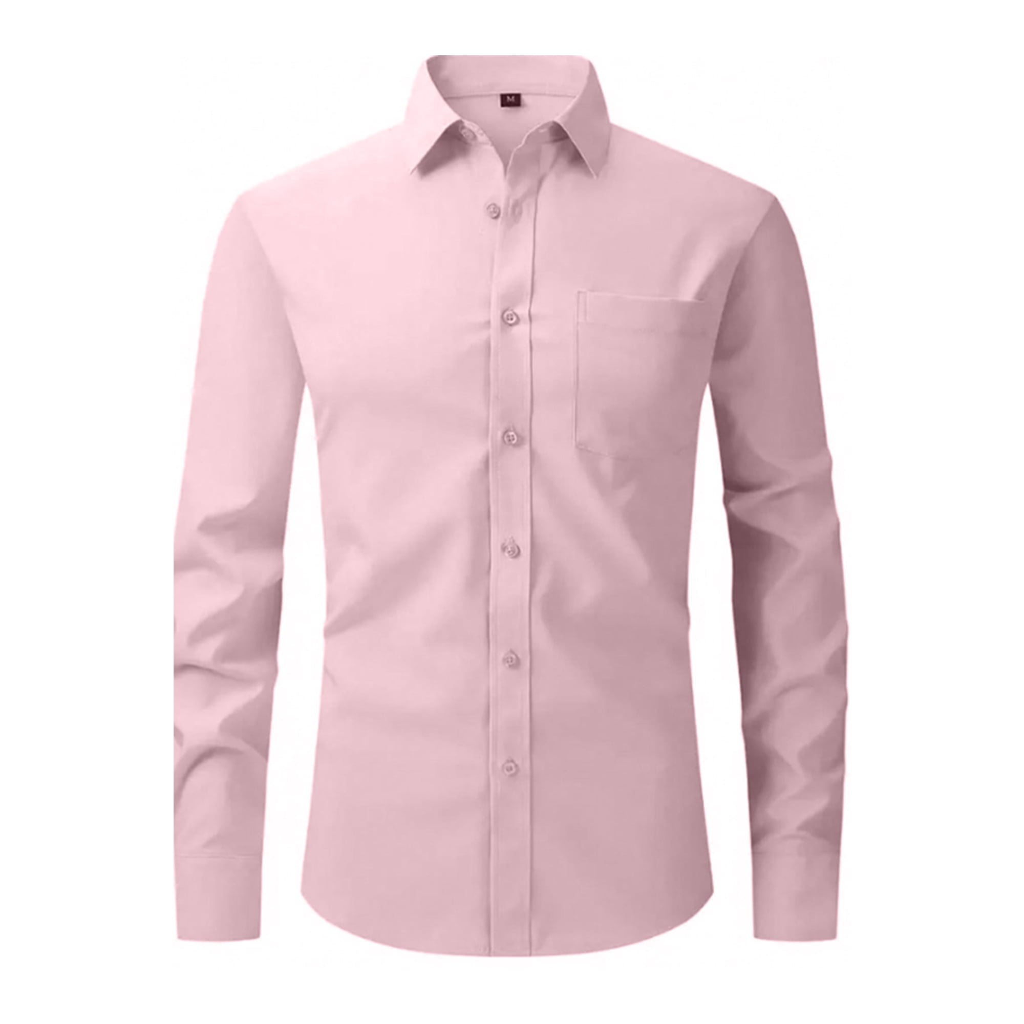 PUPIU Mens Dress Shirts Long Sleeve Formal Shirt Button up Business Lapel Light  Pink XXL - Walmart.com