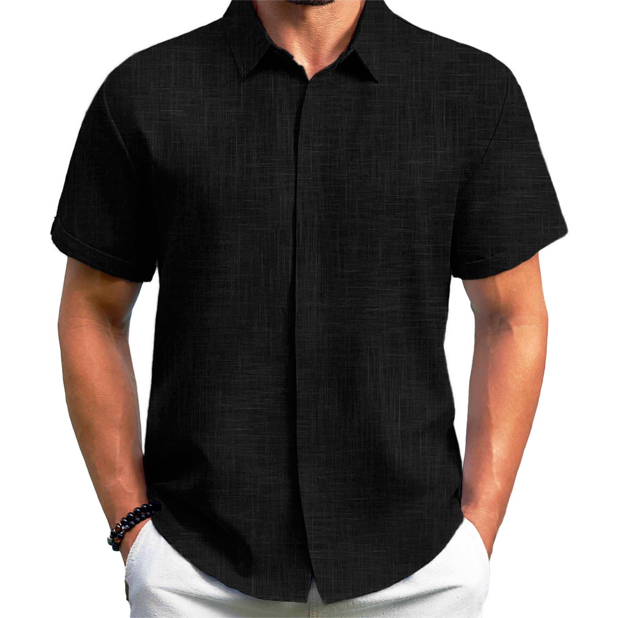 PUPIU Mens Summer Shirts Short Sleeve Button Down Shirts Turn-Down ...