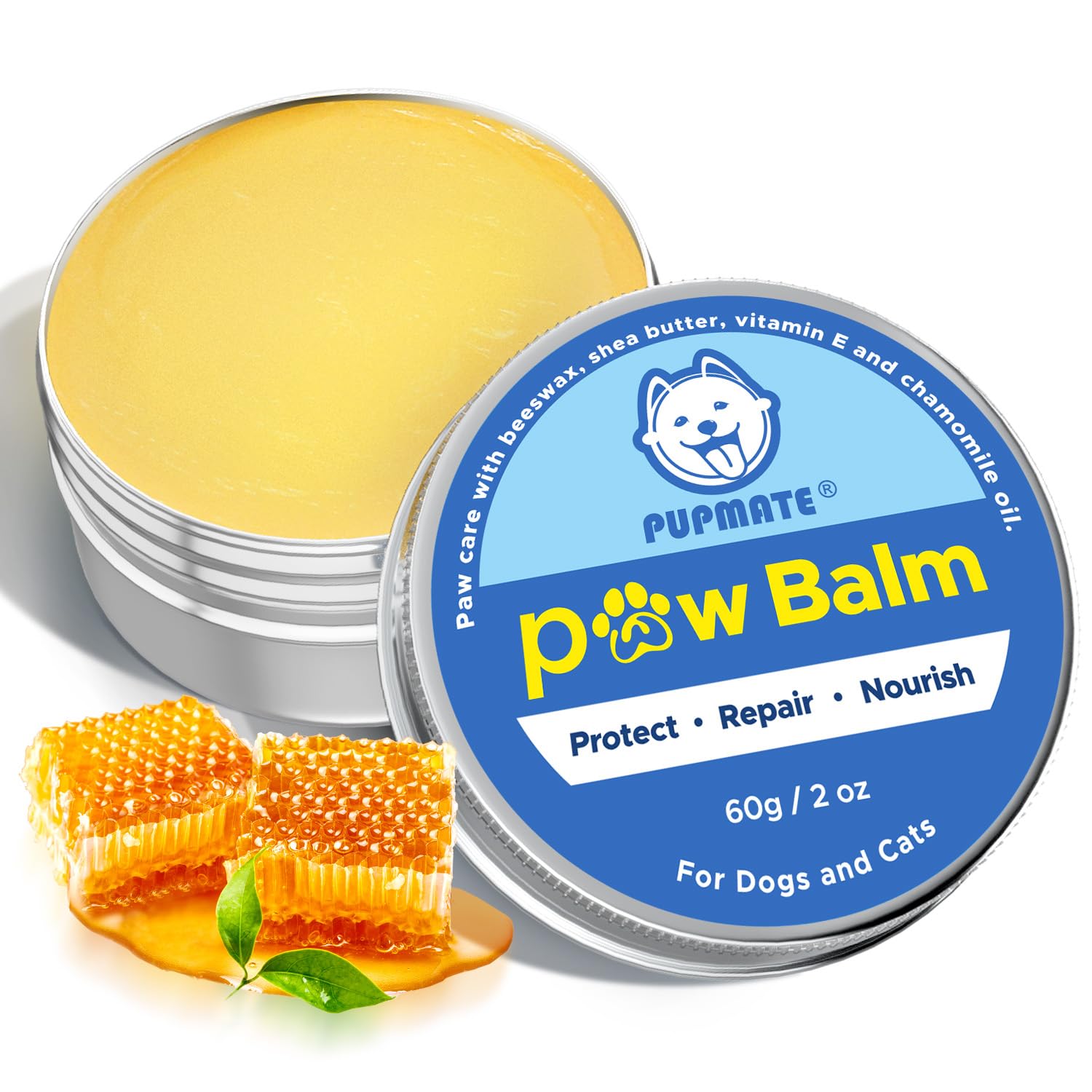 PUPMATE Dog Paw Pad Balm HYZ01 2 oz Heals & Moisturizes Dry, Cracked
