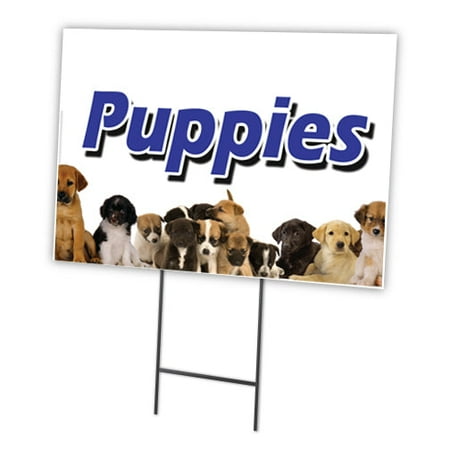 PUPPIES 12"x16" Yard Sign & Stake | Advertise Your Business | Stake Included Image On Front Only | Made in The USA