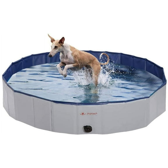 PUPTECK Foldable Dog Swimming Pool - Portable Pet Bathing Tub Leakproof (Gray) - New