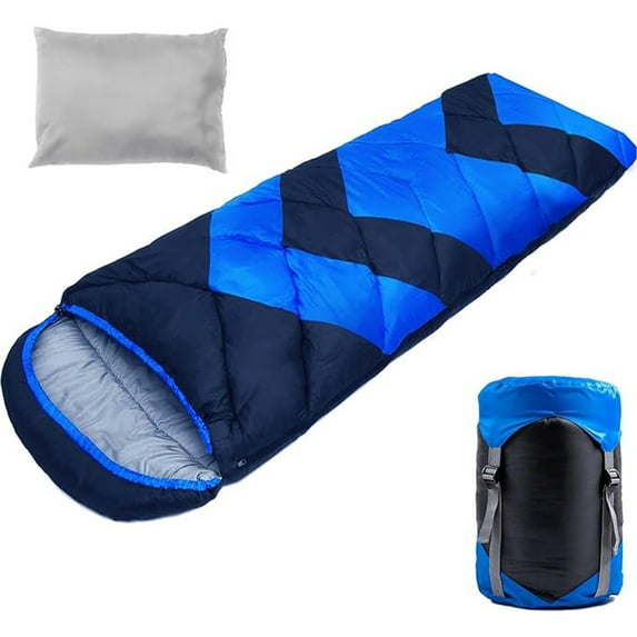 PUPWER 0 ºC Sleeping Bags, Compression Sack Portable and Lightweight Warm and Washable for Camping Hiking Traveling & Outdoor Activities, Dark Blue