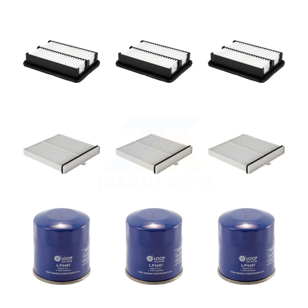PUR 3x Air + 3x Cabin + 3x Engine Oil Filter (9 Total) Kit for Car ...