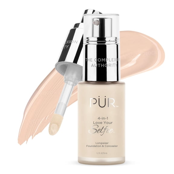 PÜR MINERALS 4-in-1 Love Your Selfie Longwear Foundation & Concealer Full Coverage, 1.7 F. Oz