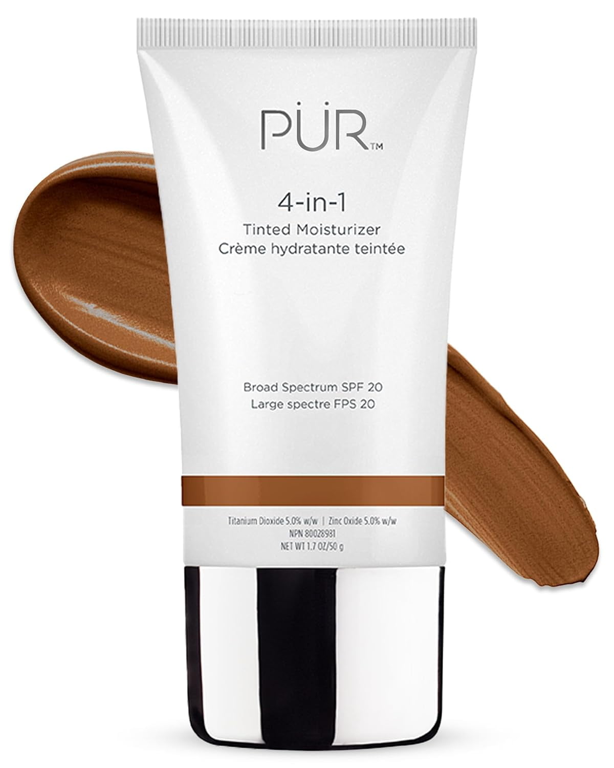 PÜR Minerals 4-in-1 Tinted Moisturizer SPF 20, Hydrating Primer Foundation, Cinnamon