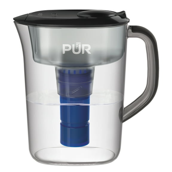 PUR 7 Cup Water Pitcher Filtration System, W 9.6" x H 10.1" x L 4.5", Smoke, PPT710BA