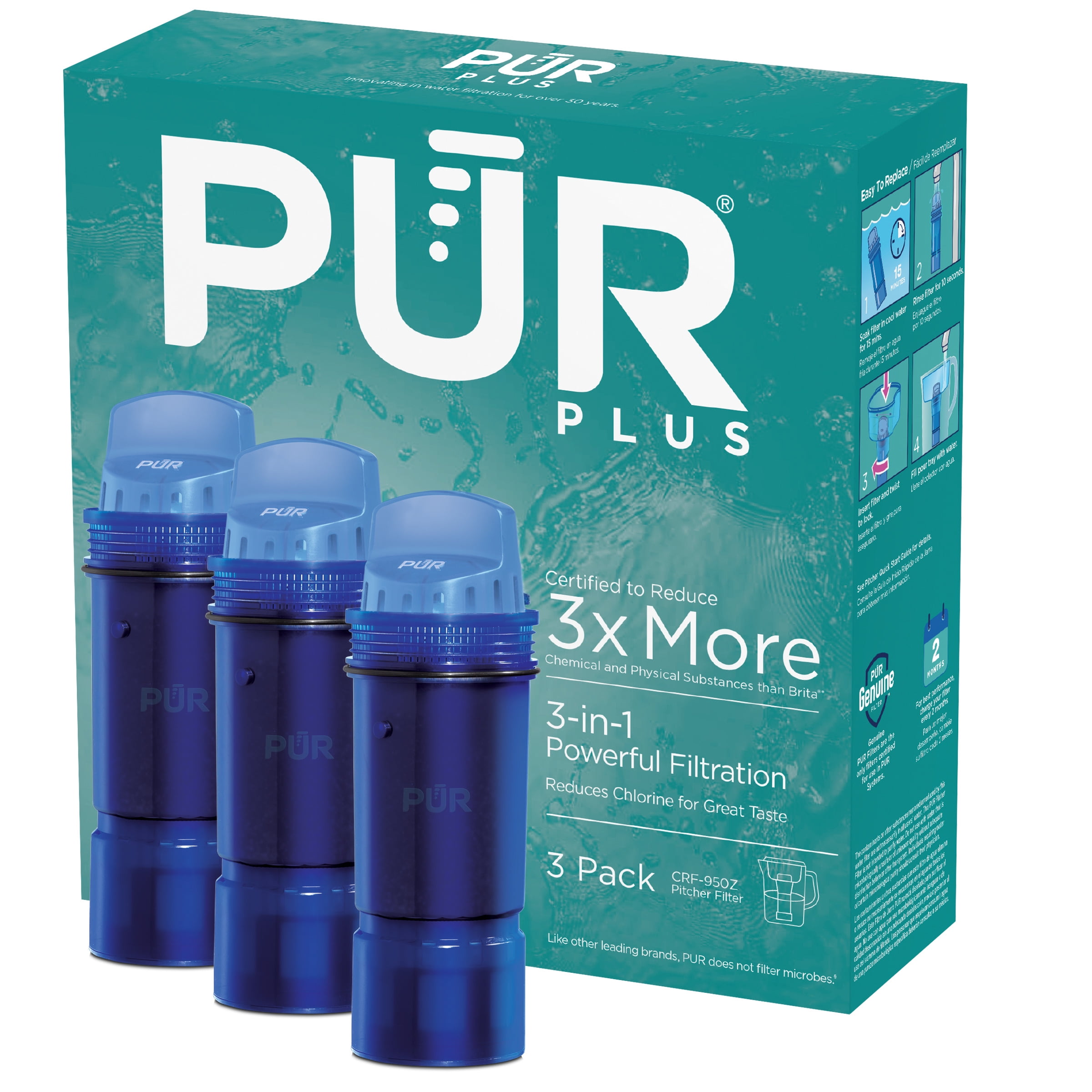 PUR Blue 3-Pack Water Pitcher Replacement Filters