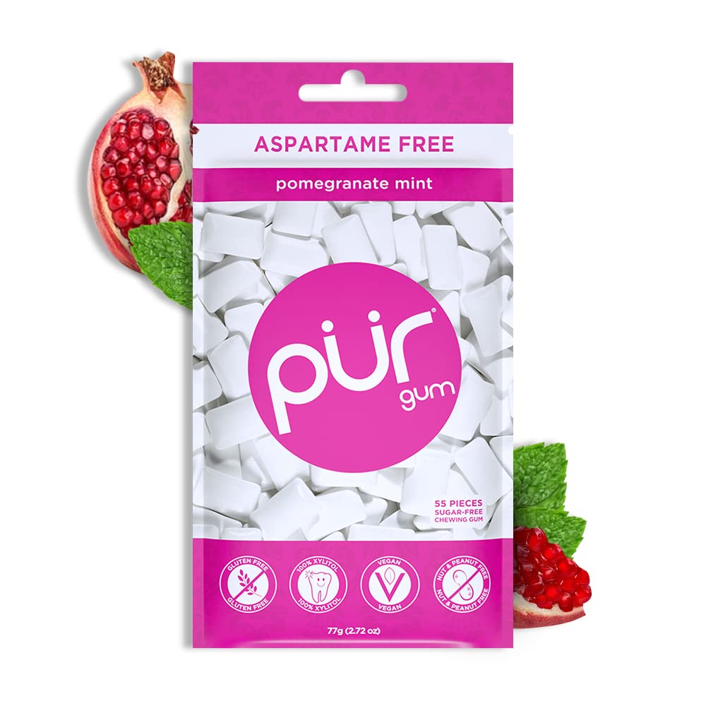 PUR Gum Aspartame Free Chewing Gum 100 Xylitol Sugar Free, Vegan