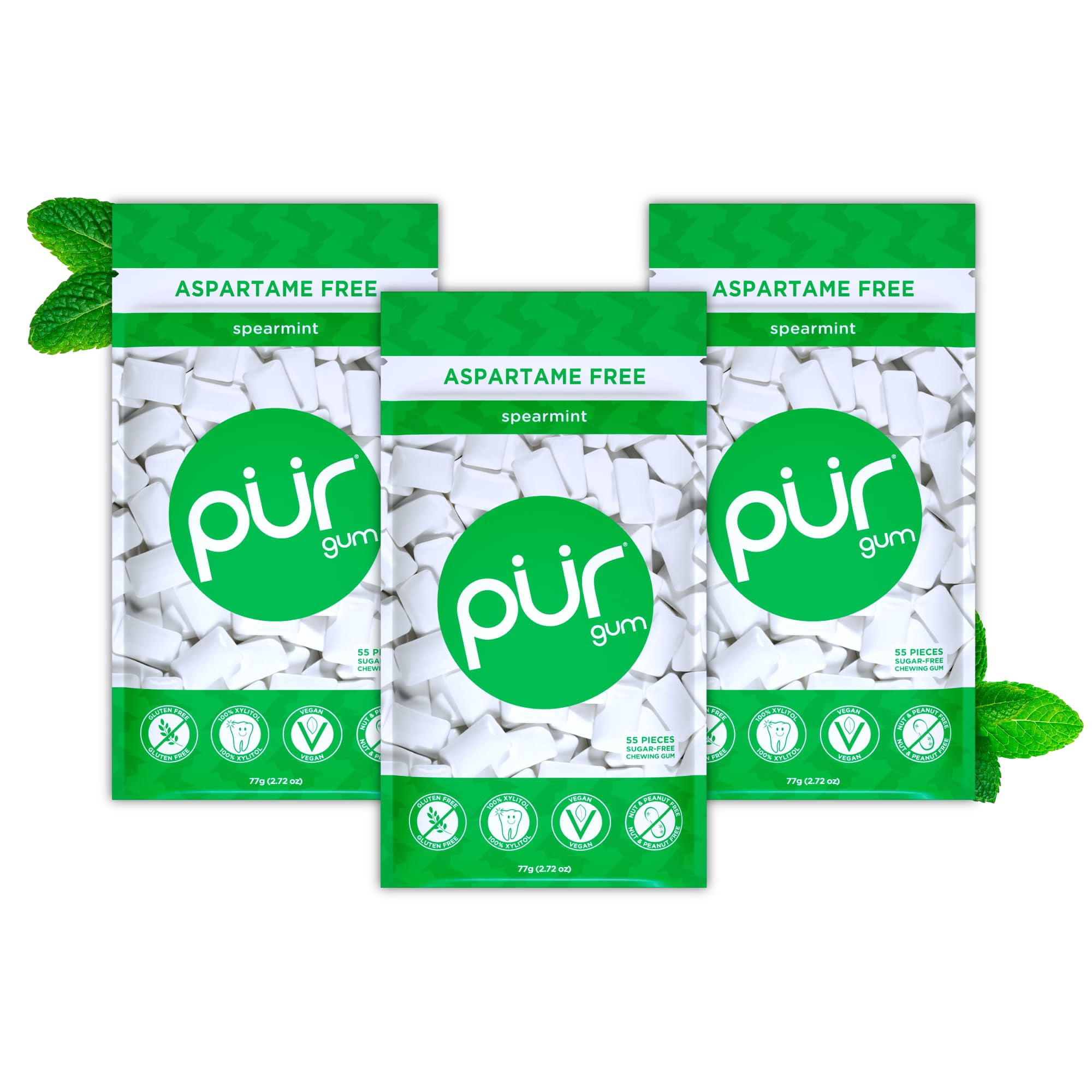 PUR Gum, Aspartame Free Chewing Gum, 100% Xylitol
