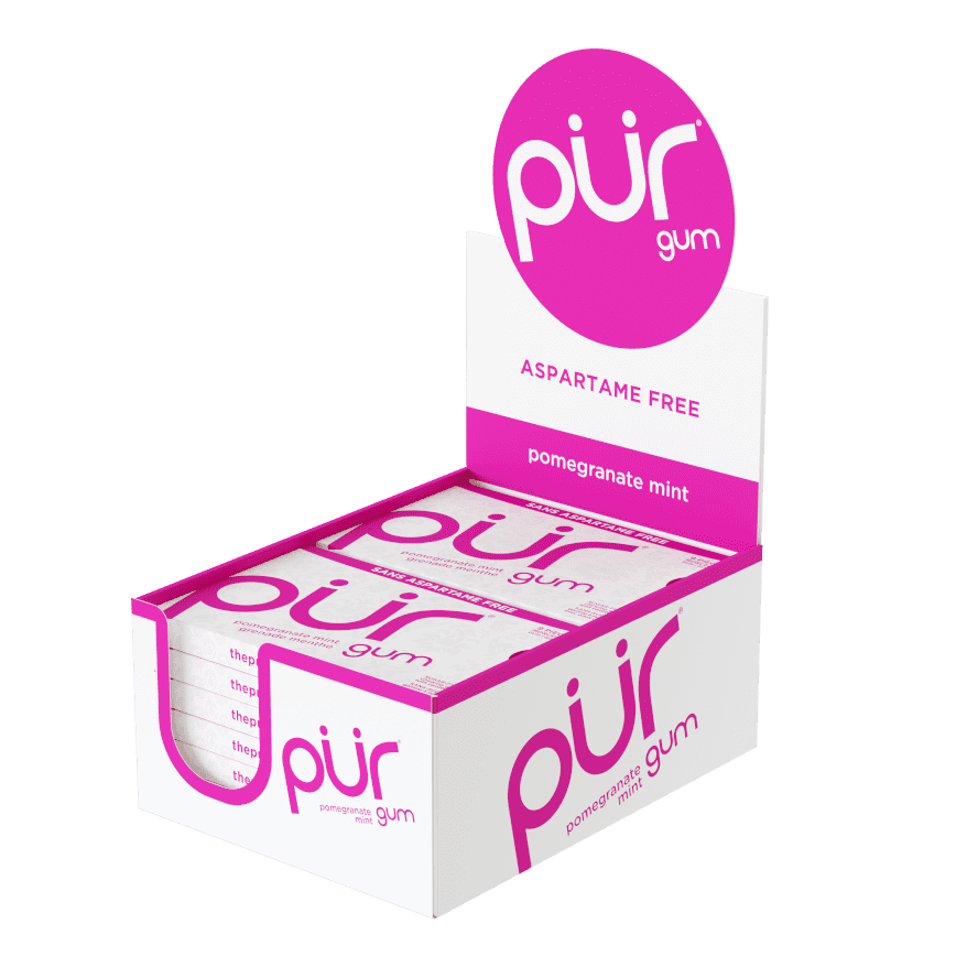 PUR Gum, Aspartame Free Pomegranate Mint Gum, 9pcs, 12ct