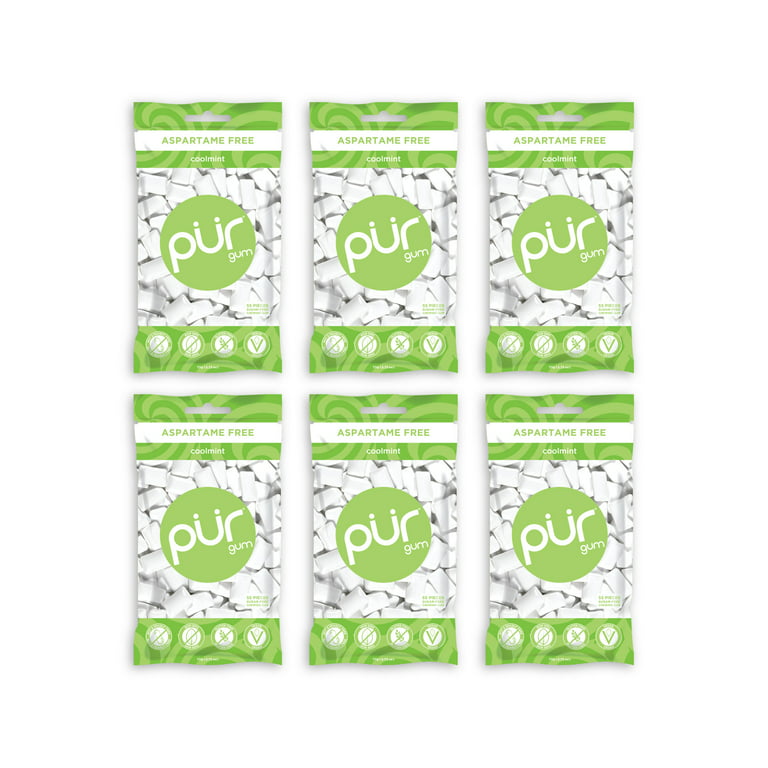 PUR Gum | Sugar Free Chewing Gum | 100% Xylitol | Vegan, Aspartame Free,  Gluten Free & Keto Friendly | Natural Coolmint Flavored Gum, 55 Pieces  (Pack