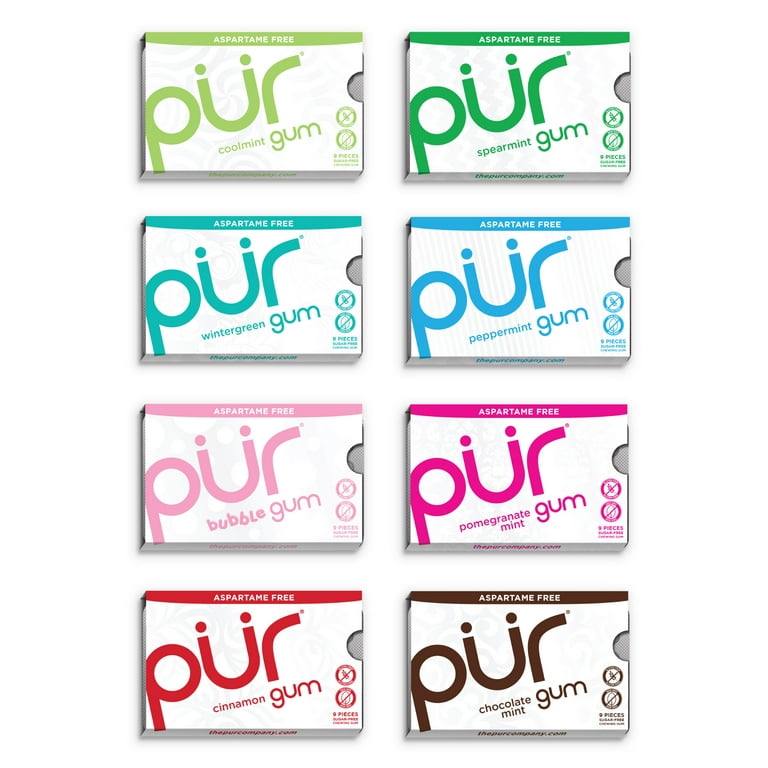 PUR Gum, Sugar Free Chewing Gum, 100% Xylitol, Vegan, Aspartame Free,  Gluten Free & Diabetic Friendly