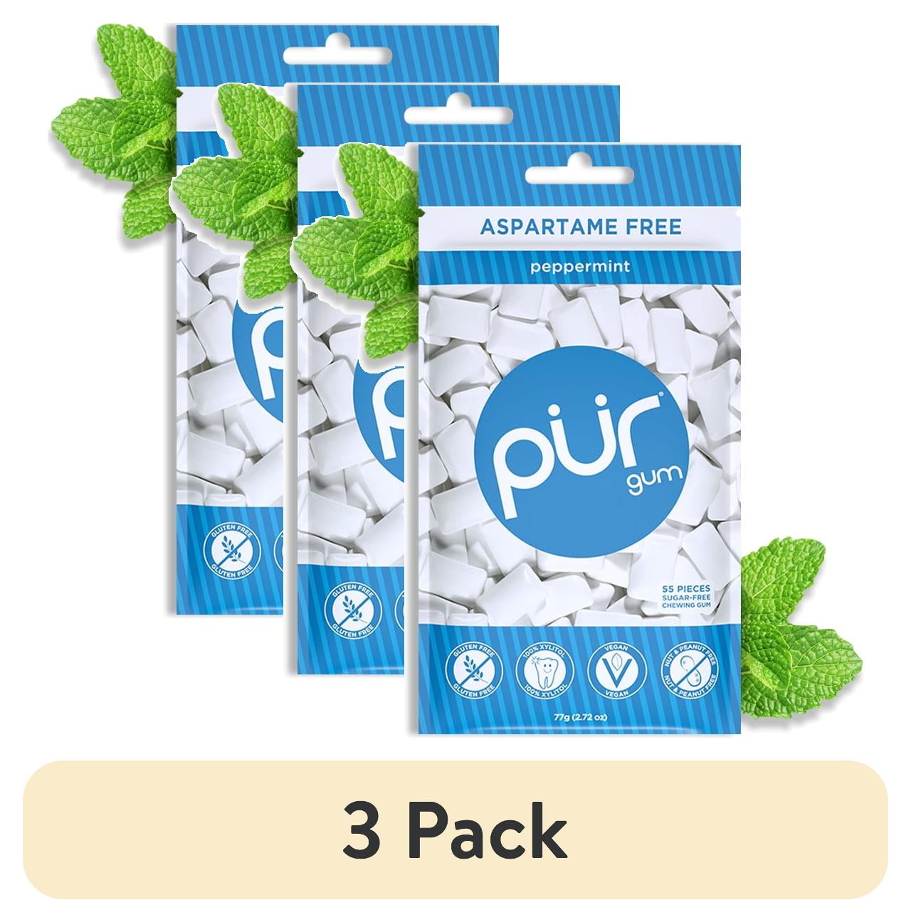 (3 pack) PUR Gum Sugar Free Chewing Gum 100 Xylitol Vegan