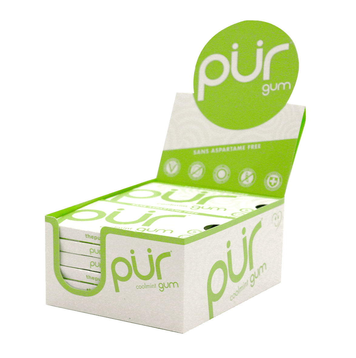 Pur Gum, Peppermint - 12 Boxes 
