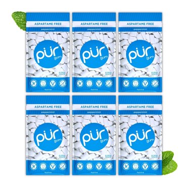 PUR Gum – Aspartame Free, 100% Xylitol, Natural Chewing Gum – 55 Pieces (Choose Flavor)