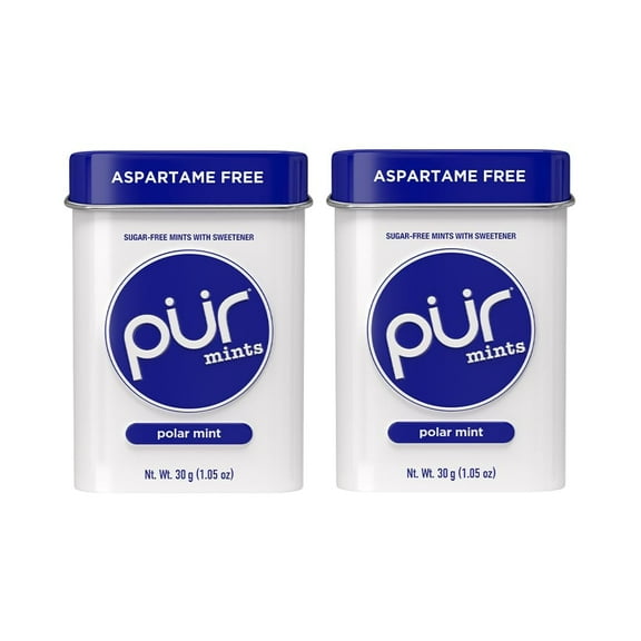 PUR Mints | Aspartame Free Mints | Made with Xylitol | Sugar Free, Vegan, Gluten Free & Keto Friendly | Natural Polar Mint Flavored Mints, 30 Pieces (Pack of 2)