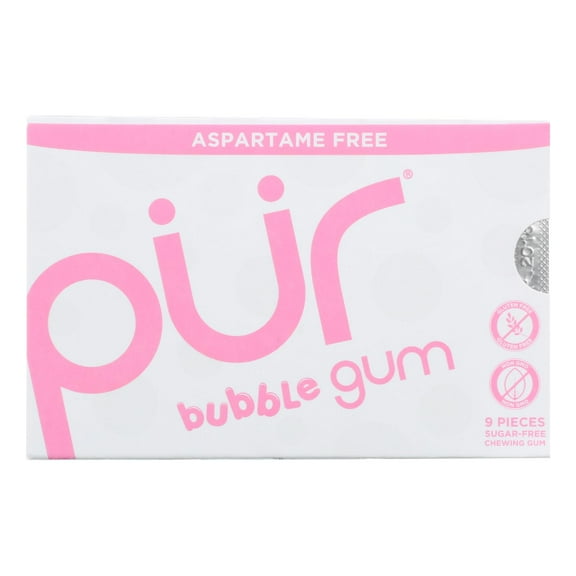 PUR - Natural Sugar - Free Bubble Gum for Sharing - 9 PC, Case of 12