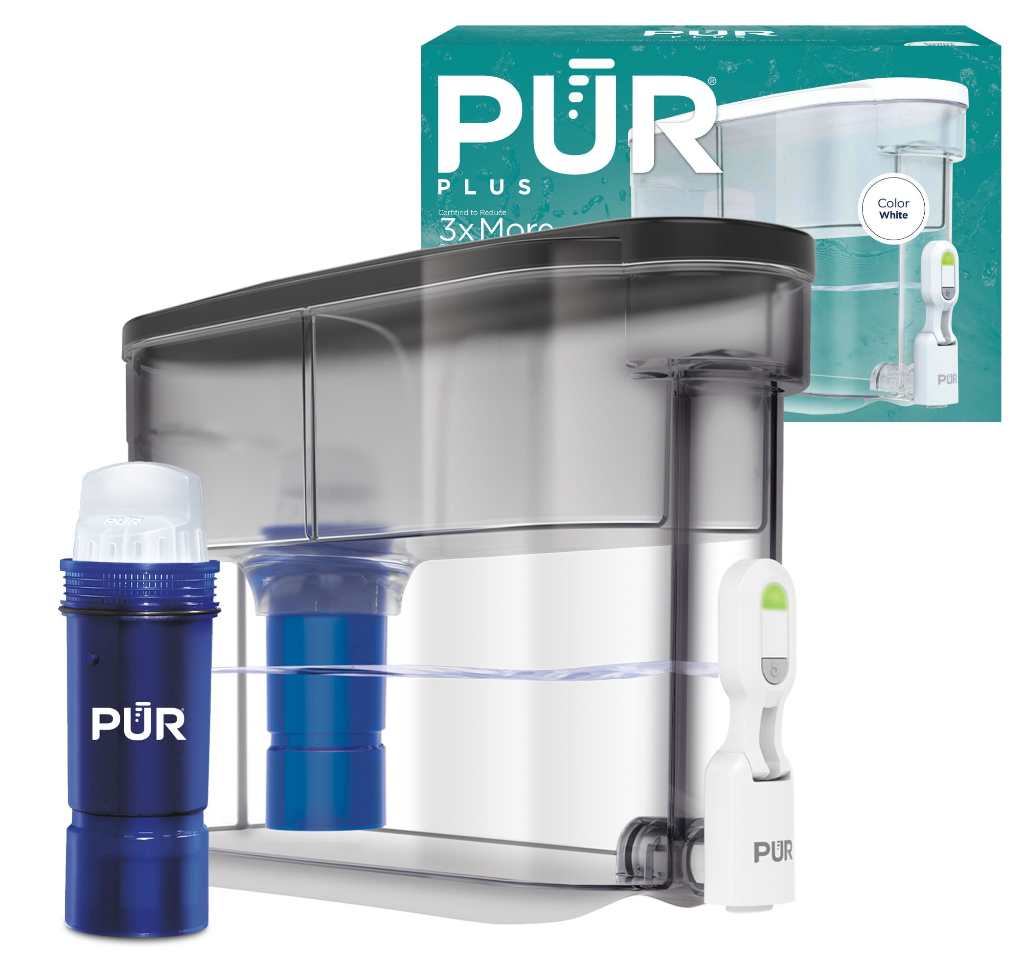 PUR PLUS 30 Cup Dispenser with 1 Lead Reducing Filter, W 15.3