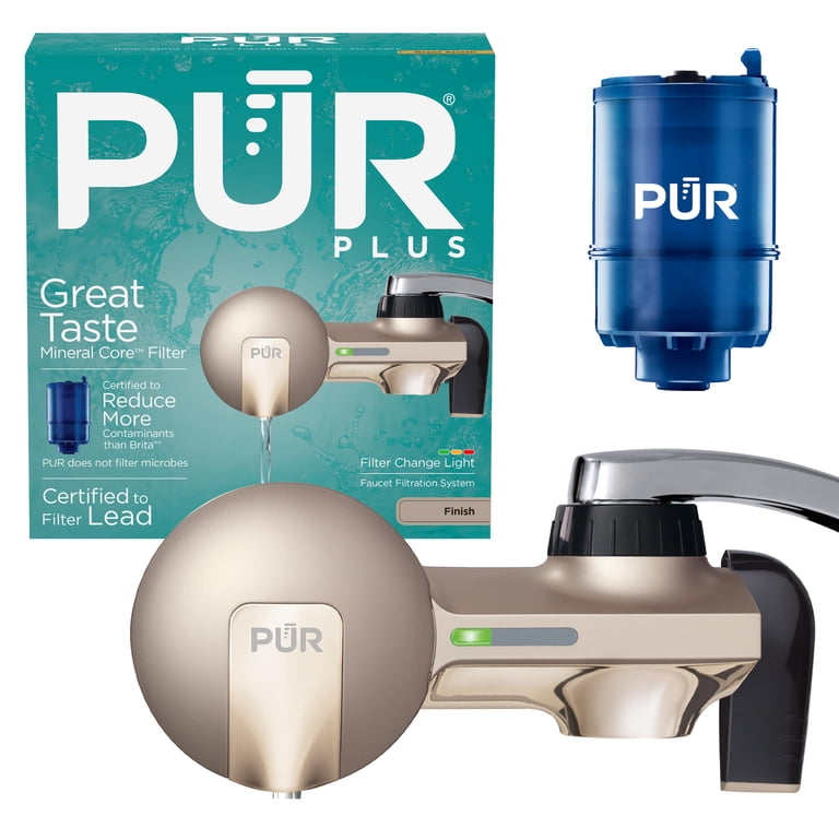 Free Shipping! PUR Faucet Mount Water Filter, Champagne, Reduces