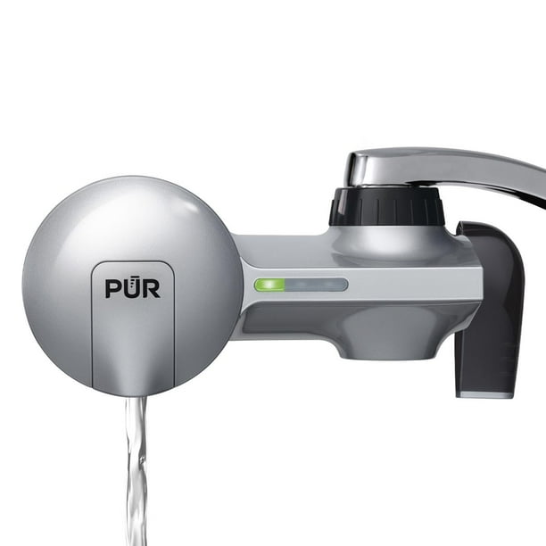 PUR PLUS Faucet Mount Water Filtration System, Horizontal, Matte Silver