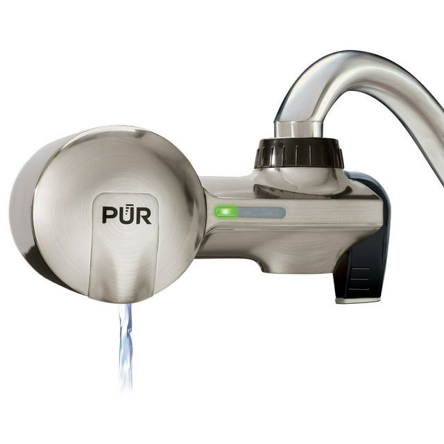 PUR PLUS Faucet Mount Water Filtration System, Stainless Steel Style, PFM450S