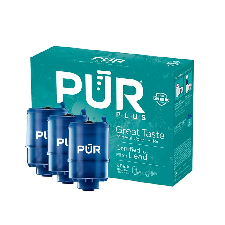PUR 3-Stage Mineral Clear Faucet Replacement Filter, 3 Pack, Blue, RF99993