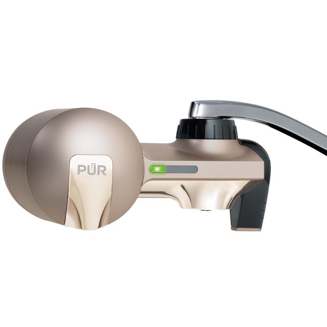 PUR PLUS Horizontal Faucet Mount Water Filtration System, Champagne