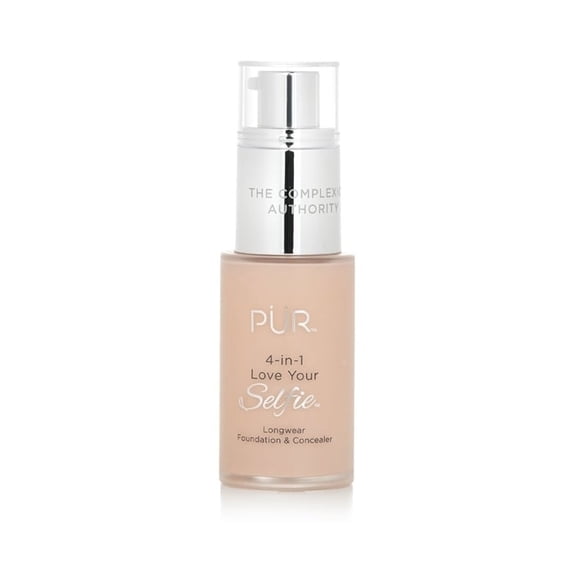 PÜR MINERALS 4-in-1 Love Your Selfie Longwear Foundation & Concealer Full Coverage, Hydrating Formula, Cruelty Free, 1.7 F. Oz.,Fair Ivory/LP2